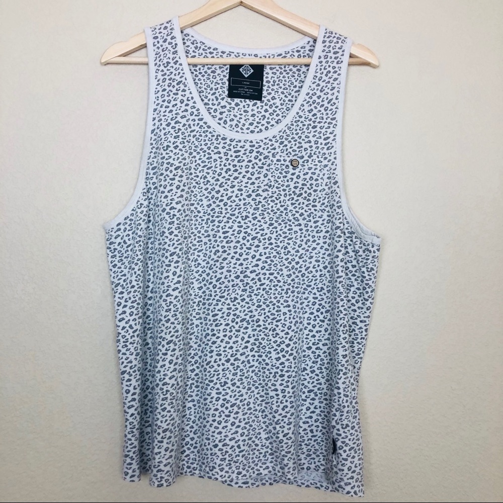 Cotton On white leopard print tank w/pocket